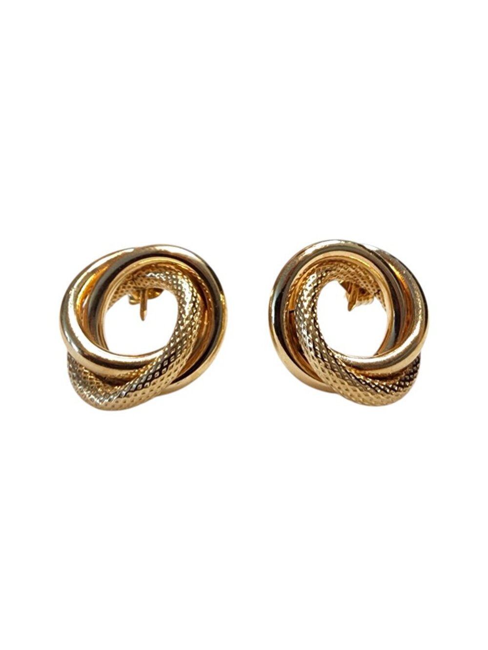 10K Yellow Gold Interlocking Circles Stud Earrings #25454